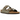 Birkenstock Arizona Birkibuc Stone sneakers i sideprofil med to justerbare remme, blødt ruskindslignende materiale og korkbund