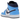 Jordan 1 Mid University Blue Midnight Navy sneakers i sideprofil med lyseblå og mørkeblå læderpaneler samt hvid mellemsål