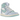 Jordan 1 High Method of Make Hydrogen Blue sneakers i sideprofil med lyseblåt læder, hvide snørebånd og synlige syninger