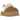 UGG Funkette Slipper Chestnut sneakers i vinklet visning med overdel i blødt brunt ruskind, logopræget elastisk rem og tyk plateau-sål
