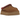 UGG Tazz Slipper Chestnut sneakers i vinklet visning med overdel i chestnut ruskind, plateau-sål af EVA og broderet flettet detalje ved kanten