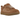 UGG Lowmel Lo Chestnut sneakers i en angled view med en blød, lysebrun ruskindsoverdel, tykke snørebånd og en robust, matchende mellemsål.