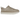 UGG Lowmel Lo Mustard Seed sneakers set fra siden i beige ruskind med polstret tunge, brede snørebånd og tyk ydersål.