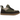 UGG Lowmel Burnt Olive Mustard Seed sneakers i vinklet profil med olivengrøn overdel i ruskind, polstret pløs og gul snøring.