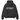 Stussy Felt Applique Hoodie Black sneakers set forfra med sort hættetrøje, hvide broderede bogstaver på brystet og justerbar hættestrop