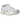 Asics Gel-1130 White Blue Fade sneakers set fra siden med hvid mesh-overdel, sølvfarvede detaljer og en blå farveovergang på sålen.