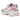 Asics Gel-1130 White Pure Silver Pink sneakers set fra siden med hvid mesh, sølvfarvede detaljer og lyserøde accenter på sål og snørebånd.