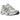Asics Gel-NYC White Grey Midnight sneakers i en vinklet profilvisning med hvide, grå og mørkeblå detaljer, mesh-overdel og tyk sål.