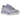 Asics Gel-NYC Piedmont Grey Bluebell sneakers i en klassisk vinkel. Visning af grå overdel i mesh og ruskind med blå accenter og hvid sål.