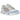 Asics Gel-NYC Cream Cloud Grey Blue sneakers i en vinklet visning med creme mesh-overdel, grå ruskindspaneler og en chunky hvid mellemsål.