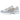 Asics Gel-NYC Cream Cloud Grey Blue sneakers i en vinklet profilvisning med creme og grå overdel samt synlige blå detaljer på mellemsålen.