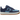 Nike Air Force 1 Low '07 LV8 Denim Navy Worn Blue sneakers i sideprofil med slidt blå denim overdel, hvid svaj og gummisål