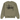 Stussy Basic Crew Olive sneakers frontprofil af en olivengrøn sweatshirt med hvidt Stüssy-logo trykt på brystet og rund hals