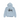 Stussy Basic Hoodie Slate trøje frontbillede med hvidt logo på brystet, langærmet design med hætte og ribstrikkede manchetter i skifergrå.