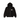 Stussy Champion Oval Zip Hoodie Black sneakers frontbillede med logo på brystet, hætte med snoretræk, lynlås og ribstrikkede kanter.