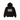 Stussy Champion Oval Zip Hoodie Black sneakers frontbillede med logo på brystet, lynlås og klassisk pasform i sort stof
