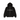 Stussy Lens Zip Hoodie Black sneakers frontbillede med sort bomuldsmateriale, fuld lynlås, hætte og Stussy-branding på brystet