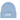Corteiz Allstarz Folded Beanie Baby Blue sneakers set forfra med opsmøget kant, blåt strikket materiale og hvidt Corteiz logo på forsiden