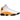 Air Jordan 13 Retro Del Sol sneakers sideprofil i hvidt læder med levende gule ruskindspaneler og sort ydersål med det ikoniske hologram-logo