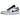 Air Jordan 1 Low Smoke Grey sneakers i profil med grå ruskindspaneler, sort Swoosh-logo, hvide snørebånd og klassisk sål.