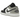 Air Jordan 1 Low Shadow Toe sneakers i skrå vinkel viser det ikoniske grå og sorte læderdesign med hvide snørebånd og perforeret tåboks.
