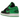 Air Jordan 1 Low Lucky Green sneakers i vinklet profil med grønt og hvidt læderdesign, sort Swoosh og hvid mellemsål