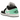 Air Jordan 1 Low Green Glow sneakers i sideprofil med hvid læderbase, sorte detaljer og markante lysegrønne accenter på hæl og ydersål.