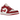 Air Jordan 1 Low Cardinal Red sneakers i profil med hvid læderbase, røde detaljer, gul swoosh og klassisk flad hvid sål