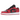 Air Jordan 1 Low Reverse Bred sneakers set fra siden med rød læderoverdel, sorte overlays og et klassisk sort swoosh design.