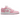 Jordan 1 Low Medium Soft Pink White sneakers set fra siden med hvide læderdetaljer, lyserød swoosh og pink overlays samt hvid sål
