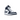 Air Jordan 1 Mid White Metallic Gold Obsidian sneakers i vinklet profil med hvid læderbase, obsidian blå stafferinger og guldfarvet swoosh.