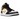 Air Jordan 1 Mid White Pollen Black sneakers i en sideprofil med gul læder-overdel, sorte detaljer, hvid mellemsål og klassisk Jumpman-logo.