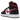 Air Jordan 1 Mid Black Fire Red sneakers i profil med sort overdel, røde detaljer ved tåboksen og hælen samt hvid mellemsål og sort ydersål