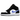 Air Jordan 1 Mid Black Racer Blue sneakers i sideprofil med sort læderoverdel, markante blå accenter på kraven og hvid mellemsål.