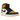 Air Jordan 1 Retro High OG Taxi sneakers i profilvisning med gul tåboks, sort Nike Swoosh og hvide læderpaneler på siden