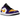 Jordan 1 Low SE Lakers sneakers i vinklet visning med gul læderoverdel, lilla detaljer, sorte snørebånd og hvid mellemsål