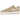 Nike Air Force 1 Low Linen sneakers set fra siden, med beige læderoverdel, hvidt swoosh-logo og hvid sål med synlig Air-stødabsorbering
