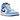 Jordan 1 Mid University Blue Midnight Navy sneakers i sideprofil med lyseblå og mørkeblå læderpaneler samt hvid mellemsål