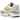 Nike Air Max 1 Summit White University Gold sneakers i sideprofil med hvid meshoverdel og gule og grå detaljer samt synlig Air unit