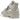 Air Jordan 4 Frozen Moments sneakers i vinklet visning med grå ruskindsoverdel, metalliske detaljer på snørehullerne og en synlig Air-enhed i sålen