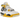 Air Jordan 4 Retro Vivid Sulfur sneakers set fra siden med hvid læderoverdel, gule detaljer på snørehullerne og synlig Air-stødabsorbering i sålen