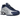 Nike Shox R4 Blue Void sneakers i profil, der viser den dybblå overdel i kunstlæder med laserperforeringer og ikoniske stødabsorberende fjedre.
