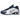 Nike Shox R4 Blue Void sneakers i en sideprofil med markant mørkeblå overdel i læder og de karakteristiske stødabsorberende Shox-søjler