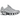 Nike Shox TL Chrome sneakers i en dynamisk vinklet profilvisning med metallisk sølvfarvet mesh-overdel og karakteristiske stødabsorberende Shox-søjler.