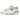 New Balance 550 White Mint Green sneakers i en vinklet visning med hvid læderoverdel, grønne accenter, snørebånd og gummisål