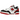New Balance 550 White Red Black sneakers i en vinklet profilvisning med hvide læderpaneler, røde detaljer, sort logo og gummisål