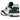 New Balance 550 White Green Black sneakers i en vinklet profil med hvid læderoverdel, grønne accenter og sort New Balance logo på siden.