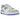 New Balance 550 White Blue Haze Rain Cloud sneakers set fra siden med hvide læderoverdele, blå detaljer og en robust gummisål