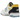 New Balance 550 Marquette sneakers i profil med hvid læderoverdel, marineblå accenter og gul detaljering på hæl og ydersål