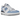 New Balance 550 White Carolina Blue sneakers i profilvisning med hvid læderoverdel, lyseblå detaljer og klassisk N-logo på siden.